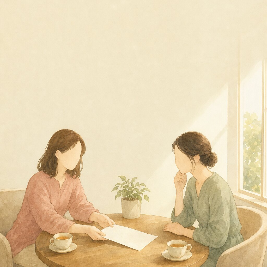 向かい合って相談している二人のイラスト